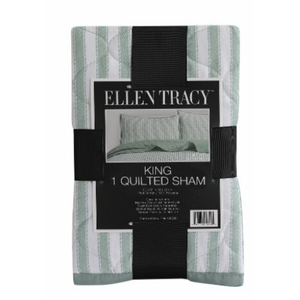Ellen Tracy King  1 Quilted Sham 20x36 100% Polyester, Green Stripe
