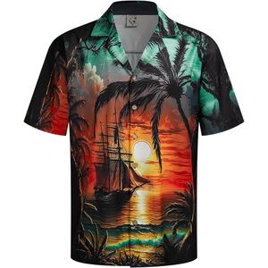 Hawaiian Shirt Short Sleeves Coconut Printed Button Down Summer Beach Casual Shirts