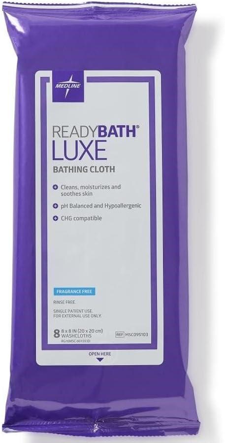 Medline MSC095101H Readybath Luxe Total Body Cleansing Heavyweight Washcloth, 1 Pound, 24 Count