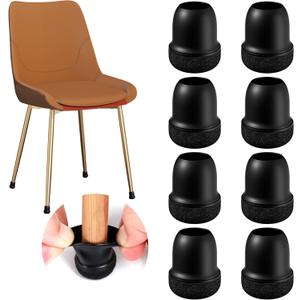 24 Pcs Small Chair Leg Floor Protectors, Chair Leg Protectors for Hardwood Floors, Silicone Chair Leg Caps Covers, Round Felt Furniture Pad Protect Floor from Scratches & Noise(Black, Fit 0.55"-0.75")