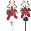 Collections Etc Solar Christmas Candle Garden Stakes - Set of 2