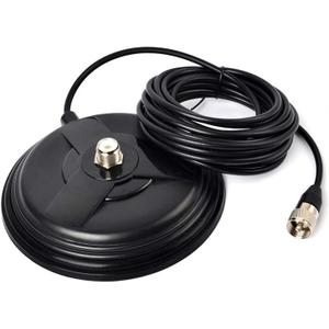 HYS Magnetic Antenna Mount, UHF-Female (SO239) Magnet Base, Heavy Duty Anti-Corrosion Bracket with 5M/16.4ft RG-58 Cable for Yaesu Motorola Icom Midland Mobile CB Radio Transceiver