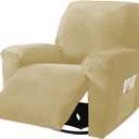 NORTHERN BROTHERS Recliner Chair Covers, Stretchy Recliner Couch Covers, Lazy Boy Velvet Chair Covers, Sofa Cover (Beige, XL 1 Seat)