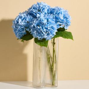 Real Touch Blue Hydrangea Artificial Flowers (4-Pack) -20" Faux Hydrangea Flowers with Long Stem & Leaves - Realistic Fake Hydrangeas for Home Decor Floral Arrangements Wedding Bouquets Centerpieces