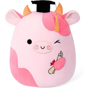 OurHonor Graduation Gifts, Middle School 2026 Cow Stuffed Animals Plush with Mini Graduation Cap, Cute Doll Pillow Toys for High/Elementary School Students