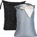 OTraki 2Pcs Exlarge Wet Bag 24x32 inch Reusable Waterproof Wet Dry Bag with Zipper Handle Wet Clothes Washable Laundry Bag for Travel Swimsuit Beach Drying do not exceed 176 Black & Grey