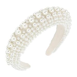 3 x YISSION 1PC White Pearl Headband for Women Non Slip Jeweled Head Band Sparkly Beaded Hairband Fashion Padded Headbands for Women Wedding Bridal Headband Hair Accessories for Women Girls