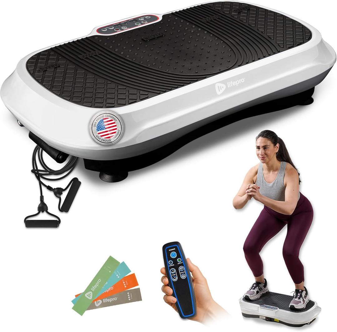 Lifepro Waver Vibration Plate Exercise Machine  High-Intensity Vibration for Muscle Activation, Full-Body Workout Vibrating Platform with Loop Bands, Fitness Equipment for Strength Toning & Fat Loss (White)