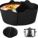 6 Quart 2-in-1 Silicone Crock Pot Liners, Reusable Slow Cooker Divider Insert for Crockpot, Oval Shape, Anti-Slip Handle, Dishwasher Safe Slow Cooker Liner for Two Meal Cooking