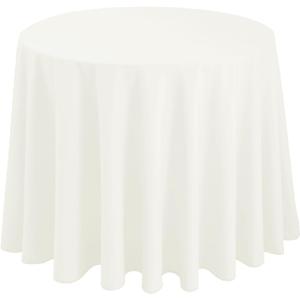 Hiasan Round Tablecloth 108 Inch - Waterproof Stain Resistant Spillproof Polyester Fabric Table Cloth for Dining Room Kitchen Party, Ivory