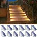 NIORSUN Solar Step Lights 12 Pack, Outdoor Stair Lights Waterproof IP67 with Auto On/Off - 3000K Warm White for Steps, Stairs, Deck, Patio, Yard, Porch, Garden, Sidewalk, Front Door