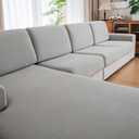 Couch Cushion Covers,Comfort Soft Magic Sofa Covers Washable Stretch Resistant for Chair Cushion Couch Furniture Protectors for Pets Sectional Slipcovers(L Chaise Cushion,Light Gray)