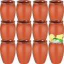 Nuogo 12 Pcs 12 oz Cantaritos De Barro Mexicanos Cantaritos Shooters Taco Tuesday Mexican Clay Cup Cocktail Cups for Tequila Margaritas Mojitos Tazas