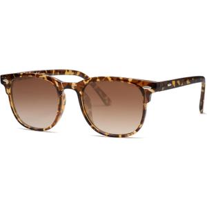 SOJOS Retro Vintage Square Polarized Sunglasses for Women Men UV Protection Lens TR90 Frame Sunglasses SJ2112 (Amber/Brown Grading)