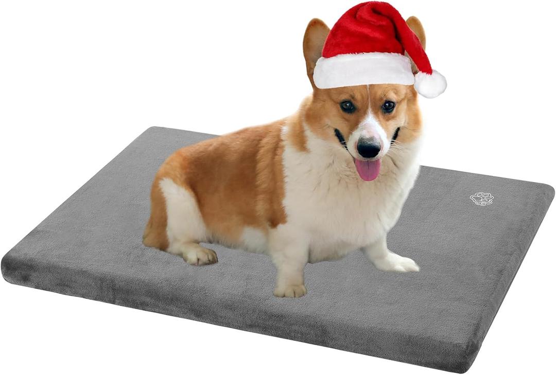 EMPSIGN Stylish Dog Bed Mat Dog Crate Pad Mattress Reversible (Cool & Warm), Water Proof Linings, Removable Machine Washable Cover, Firm Support Pet Crate Bed for Small to XX-Large Dogs, Grey (M(29"*18"*3"))