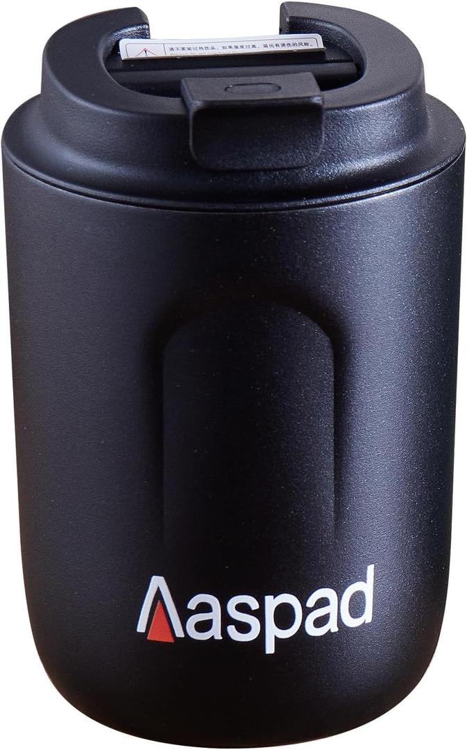 8 Oz Standard Medium Coffee Cup Reusable Stainless Steel Tumbler Double Wall Vacuum Insulated Mugs with Lid Daily Wine Drink Bottle Leak Proof Keep Hot or Ice Cappuccino Latte Americano (Black)