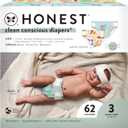 The Honest Company Clean Conscious Diapers for Sensitive Skin | Hypoallergenic, Fragrance Free | Spring '25 Limited Edition Prints | Club Box, Size 3 (16-28 lbs), 62 Count