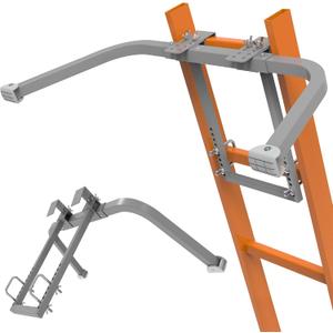 Ladder Stabilizer for Gutter Cleaning Tools and Wall, Heavy Duty Roof Ladder Hooks Steel Extension Ladder stabilizer with Ladder Accessory, Ladder Standoff with Anti-Slip Rubber Feet (Silver Gray)