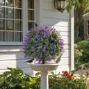 QCQHDU Artificial Lavender Topiary Ball Bush for Outdoor,26.3" Fake Trees Evergreen Plants with Ground Spike,UV Resistant Faux Shrubs for Indoor,Garden,Yard,Front Porch,Patio,Office Decor,2 Pack