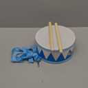 Kids Drum Set 8 Inch Wooden Toy Drum with Adjustable Strap 2 Drumsticks Educational Sensory Musical Instrument Toy Set for Toddlers Kid Baby Boys Girls Gift(Blue Triangle Style)