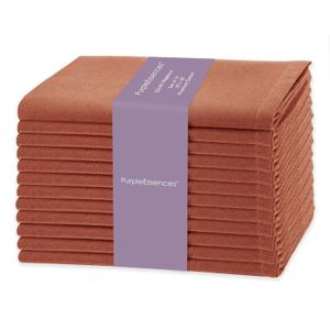 PurpleEssences Rust Set of 12 Cloth Dinner Napkins 100% Cotton 18x18 Inch - Soft Durable Washable - Ideal for Farmhouse Party Spring Easter Summer - Perfect Everyday Use Table Linen - Rust
