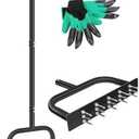 DUCHIFAD Lawn Aerator Spike, Manual Aerator Metal for Compacted Soils and Lawns with Dethatching Rake & 15 Iron Spikes Pre-Assembled Grass Aerator Tools for Yard Lawn Aeration Garden Tool