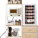 Mini Fridge Stand with Storage - Microwave Bakers with Power Outlet, Coffee Bar Cabinet Station, 4-Tier 2 Drawer Fridge Stand (White Oak)