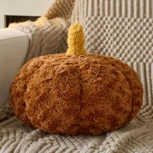 Pumpkin Pillow, Fall Decorative Pillows for Couch, Pumpkin Plush Throw Pillows for Bed (Brown, 8.6 Inches)