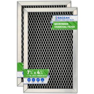 Microwave Filter Replacement 7.68" x 4.85" JX81C WB02X10776 GE Microwave Charcoal Filter - Also Fits LG Kenmore Carbon Filter - Freshens and Filters Kitchen Air in Over the Range Oven Vent Fan 2-Pack
