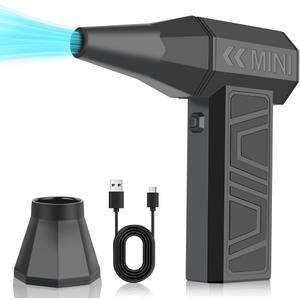 LEEPEE X3 Cordless Air Duster 130,000RPM High-Speed Mini Blower, 4-Gear Adjustable Power Turbo Jet Fan, Portable Dust Blower for Cleaning Electronics, Cars, Homes, and Outdoor Spaces, Black