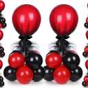 BBTO 8 Set Table Centerpieces Balloons Stand Kit, 80 Pcs Latex Balloons and Table Stand Holder with Base Tulle for Wedding Birthday Baby Shower Party(Black and Pomegranate Red)