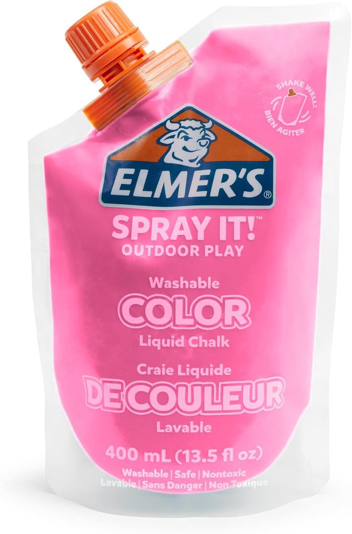 Elmer's Spray It! Outdoor Play Washable Liquid Chalk Refill Pouch, Pink, 1 Count Elmer's Spray It! Outdoor Play Washable Liquid Chalk Refill Pouch, Pink, 1 Count