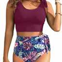 Two Piece High Waisted Swimsuits - Women Tummy Control Bikini Modest Bathing Suit 2PC 2025, M