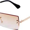 ADE WU Vintage Rimless Sunglasses for Women Men 90s Fashion Frameless Rectangle Tinted Sun Glasses Unisex Stylish
