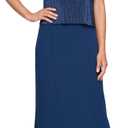 Alex Evenings Women's Long Scoop Neck Mock Gown with Embellished Neck Jacket, Wedding Guest, Formal Event Dress (Blue, M)