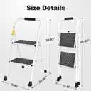 HBTower 2 Step Ladder, 2 Step Stool for Adults, 2 Step Ladder Folding Step Stool with Cushioned Handle Step Ladder with Wide Pedal Ergonomic Design, White