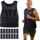 Wolliwa Adjustable Weighted Vest for Men Women, 2-20 Lbs Adjustable Weights Weighted Vest with Straps Running Weight Vest Walking Strength Training Fitness, Black, 14 PCS Sandbags, Each 1.27 Lbs