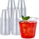 Turbo Bee 100 Pack 9oz Clear Plastic Cups,Disposable Crystal Drinking Cups,PET Plastic Party Cups for Wine,Juice,Iced Coffee and Cold Drinks
