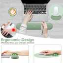 MOSISO Wrist Rest Support for Mouse Pad&Keyboard Set, Circle Curved Ergonomic Mousepad&Coaster Non-Slip Base Home/Office Pain Relief&Easy Typing Pad with Soft Cloth&Silicone Lining, Antique Green