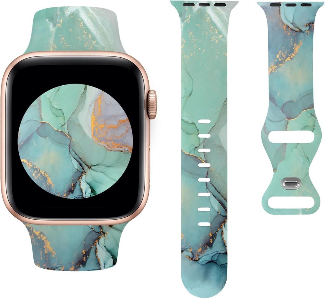 Sport Bands Compatible with Apple Watch Band 38mm 40mm 41mm 42mm 44mm 45mm 46mm 49mm, Luxruy Marble Pattern Soft Silicone Strap Replacement for iWatch Series 10/9/8/7/6/5/4/3/2/1/Ultra Womnen Men
