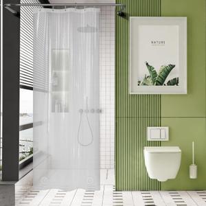 AmazerBath Long Stall Shower Curtain 36x84 Inches, Walk in Shower Curtain Plastic, Clear Shower Stall Curtain Heavy Duty Thick PEVA, Narrow Curtain with 2 Weighted Stones and 6 Grommet Holes