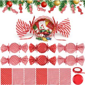 Acellegic 91 Pcs 20" Large Christmas Candy Ornaments Giant Christmas Candy Cane Hanging Ornaments with Ribbon Xmas Home Gift Tree New Year Party Supplies(Classic Style)