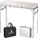 FUNYKICH 3ft Folding Camping Table with 3 Adjustable Height, 34.2'' Lx15.7'' W Portable Picnic Tables, Lightweight Aluminum Outdoor Table with Carry Handle for Camping, Backyard BBQ, Picnic, Beach