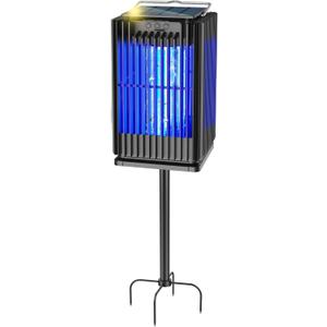 Solar Bug Zapper Outdoor, Solar Mosquito Zapper Outdoor with Ground Bracket, Cordless Waterproof Fly Zapper with Illuminated Light, 5000mAh Rechargeable Mosquito Killer