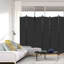 MAYOLIAH 6 Panel Folding Privacy Screen 9ft Wide, 6ft Tall Partition Room Divider Portable Office Walls Dividers, Black