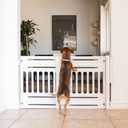 IRIS USA 24"-39" Dog Gate, Adjustable Indoor Pet Barrier, Pet Gate for Puppy, Small Dog, Cat, Easy Twist-to-Lock for Doorways & Stairs, Portable, Expandable, 25" Tall, White