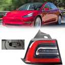 Dasbecan 3Pin Left Tail Light Assembly Compatible With 2017-2023 Tesla Model 3 Rear Driver Side Brake Outer LED Tail Lamp Replaces# 1077397-00-G 1077397-00-H (Red Signal)