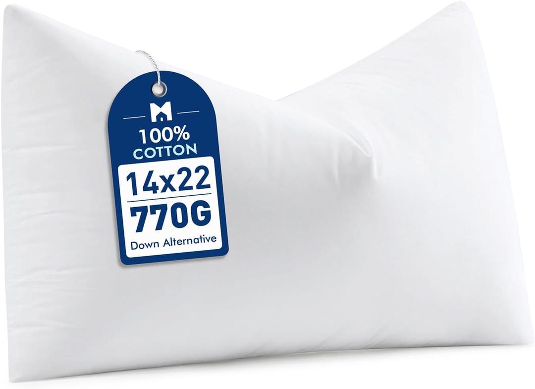 MIULEE 14x22 Synthetic Down Alternative Pillow Insert, Fluffy Soft Throw Pillow for Couch Bed Sofa Plush Luxury Lumbar Support