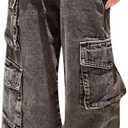 Happy Cherry Baggy Jeans for Girls Ripped Wide Leg Denim Cargo Pants Y2k Kids Cute Aesthetic Clothes Size 5-15 Years (9-10 Years, Zipper - 02 Blackgrey)