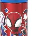 Zak Designs Marvel Spider-Man 18/8 Single Wall Stainless Steel Kids Water Bottle, Flip Straw Locking Spout Cover, Durable Cup for Sports or Travel (15.5oz, Non-BPA, Spidey and His Amazing Friends)